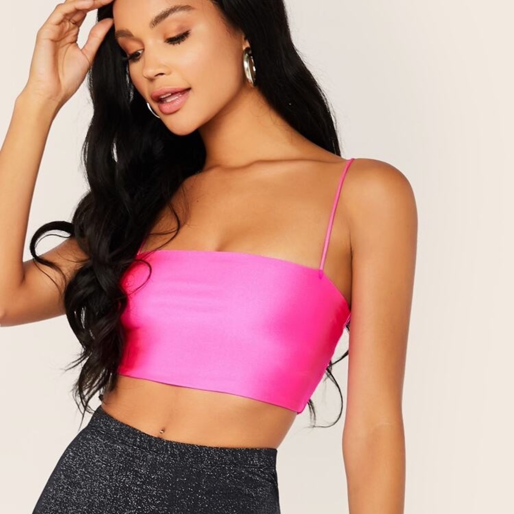 NWOT SHEIN Sheeny Neon Pink Cropped Cami Top